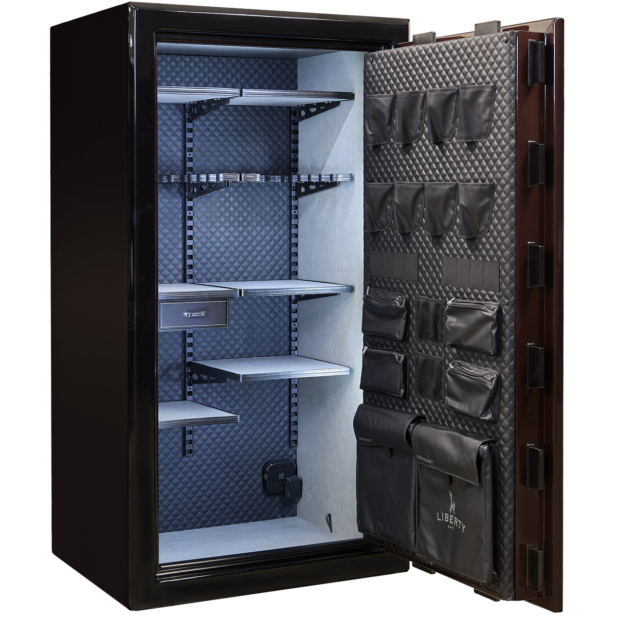 Presidential Series | Level 10 Security | 2.5 Hours Fire Protection | 40 | Dimensions: 66”(H) x 36”(W) x 27.75"(D*) | BurgundyGloss | Mechanical Lock - Open