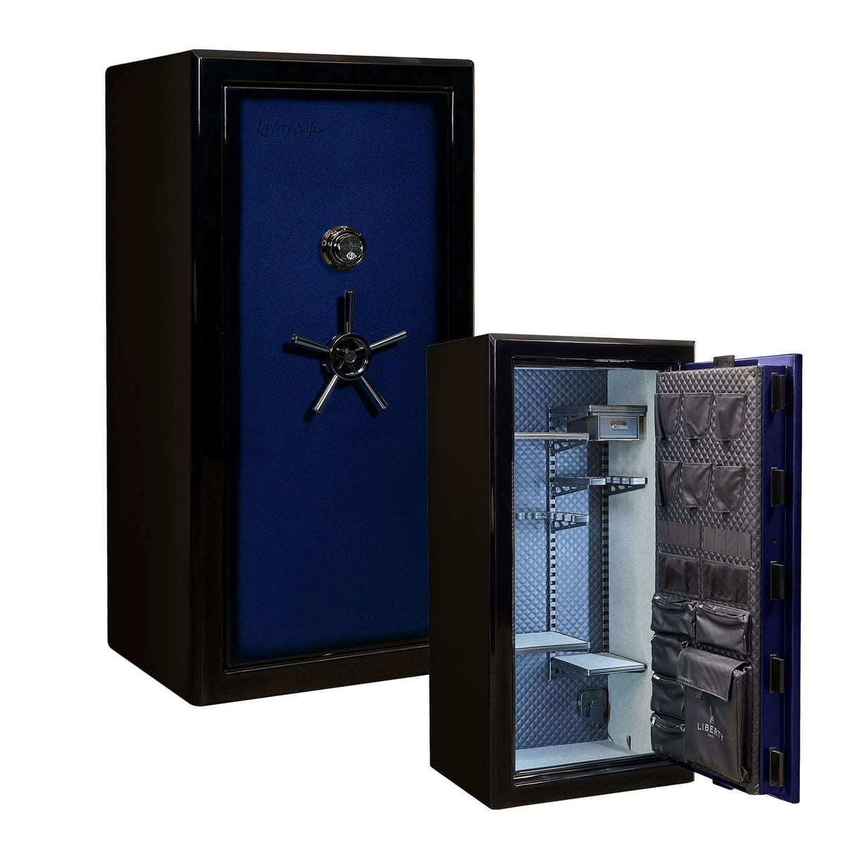 Presidential 25 / Two-Tone Blue Gloss / Diamond Stitched Faux Leather / Black Chrome