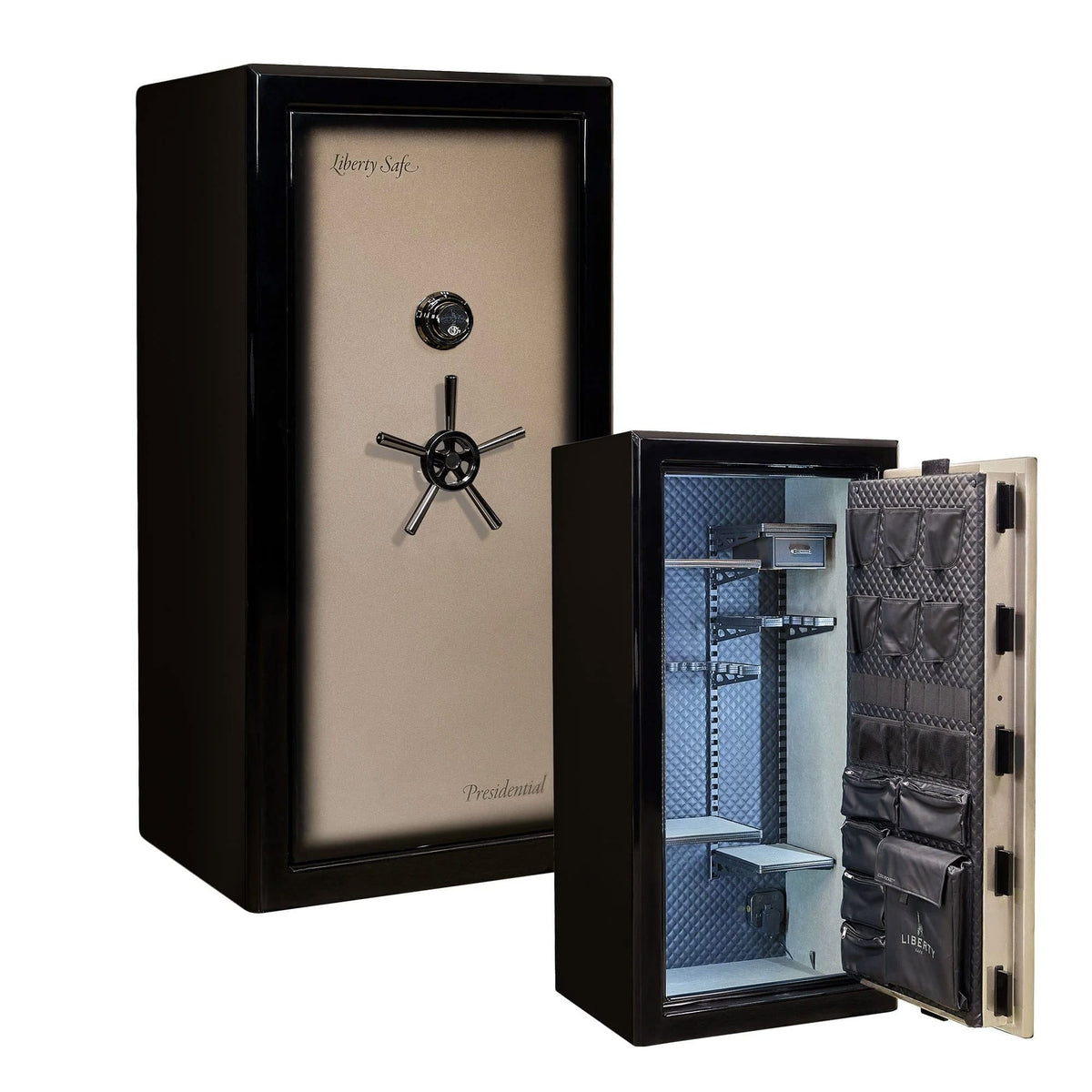 Presidential 25 / Two-Tone Champagne Gloss / Diamond Stitched Faux Leather / Black Chrome