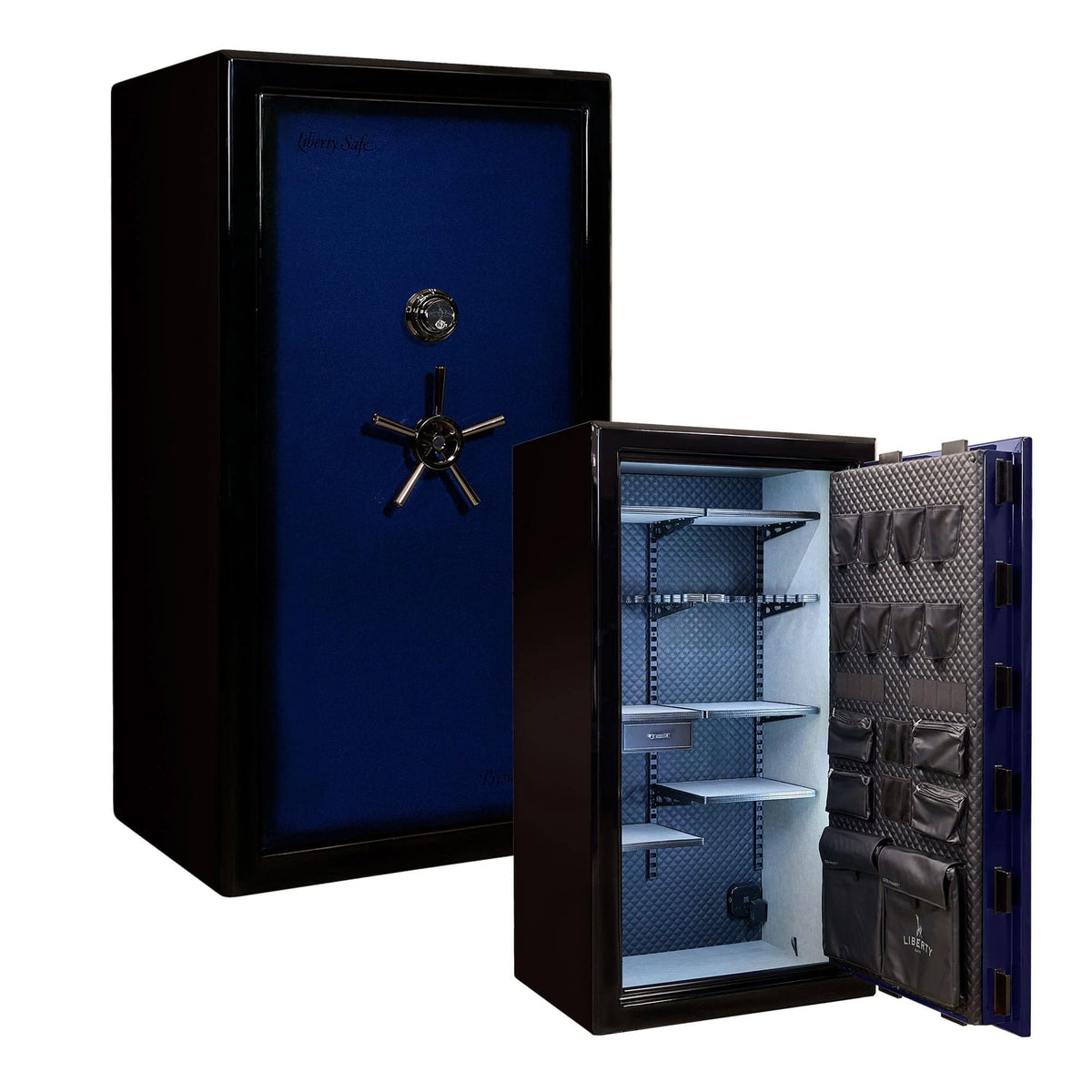 Presidential 50 / Two-Tone Blue Gloss / Diamond Stitched Faux Leather / Black Chrome